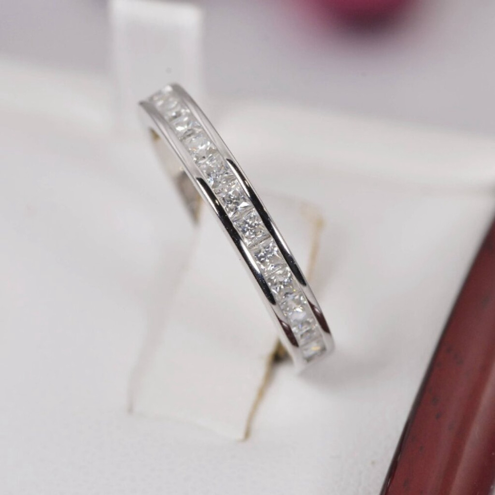 Moissanite Princess Cut Half Wedding Band Ring